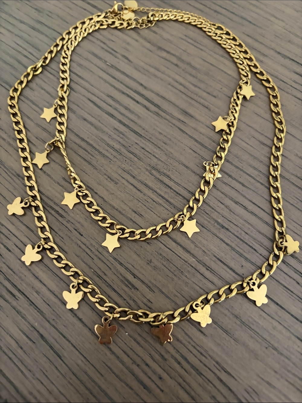 2 necklaces Gold Star & Clover Layered Chain Necklace - Women Jewelry